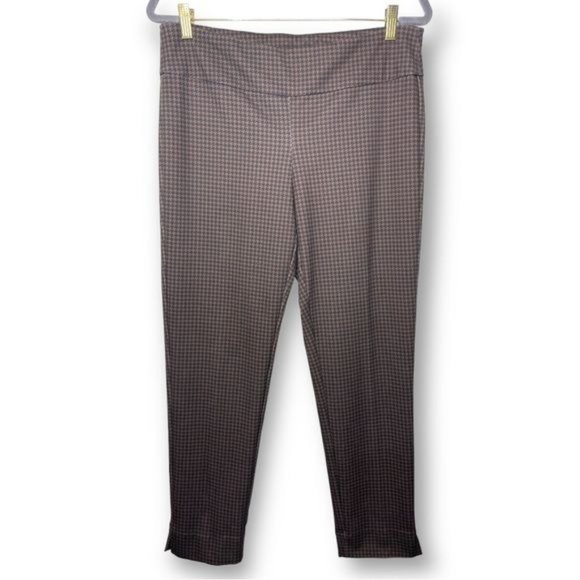 Zac & Rachel Pants - Zac & Rachel Size L Brown Black Houndstooth Pull On Stretch Comfy Dress Pants
